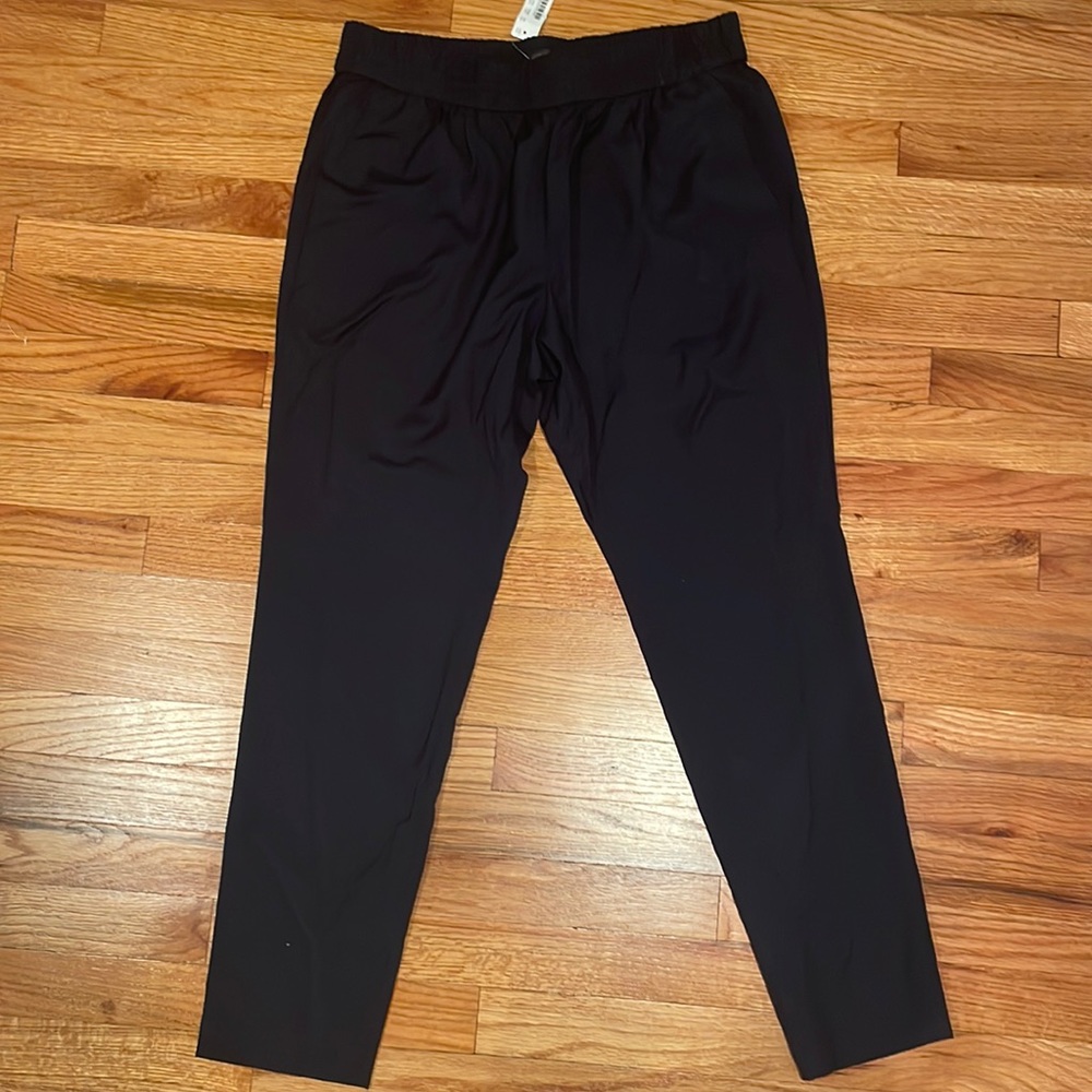 J Crew Navy Straight Leg Pant with Elastic Waistband
